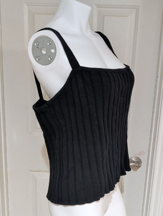 Eloquii Black Ribbed Square-Neck Tank Women's 22/24