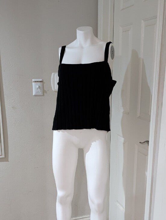 Eloquii Black Ribbed Square-Neck Tank Women's 22/24