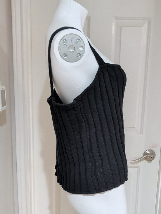 Eloquii Black Ribbed Square-Neck Tank Women's 22/24
