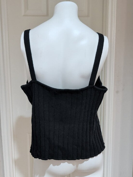 Eloquii Black Ribbed Square-Neck Tank Women's 22/24