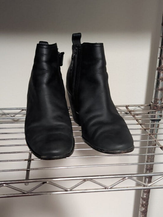 Cole Haan Black Leather Ankle Booties with Block Heel Women's 8.5