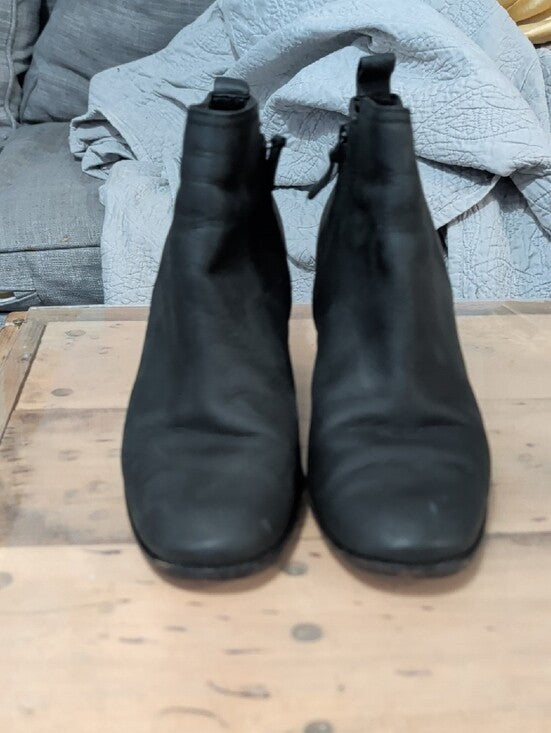 Cole Haan Black Leather Ankle Booties with Block Heel Women's 8.5