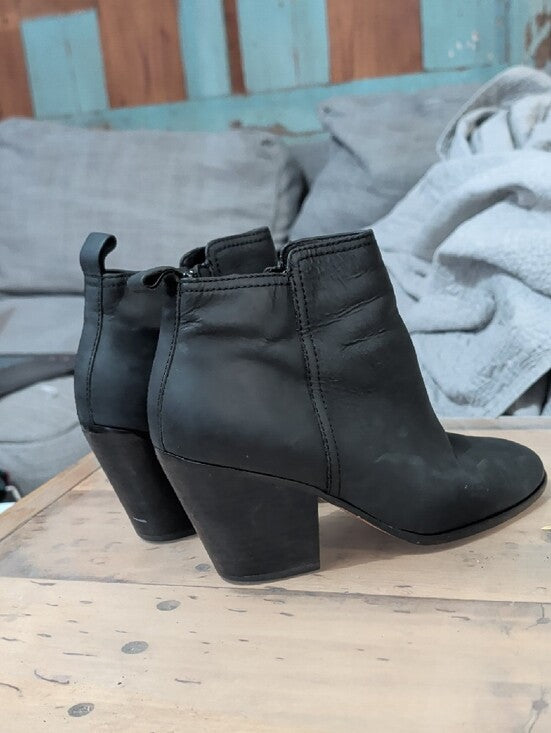 Cole Haan Black Leather Ankle Booties with Block Heel Women's 8.5