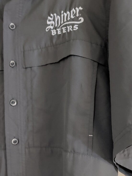 Gameguard Outdoors Shiner Beers Short Sleeve Button-Up Shirt - Gray Men's Medium