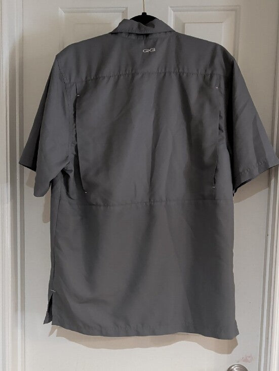 Gameguard Outdoors Shiner Beers Short Sleeve Button-Up Shirt - Gray Men's Medium