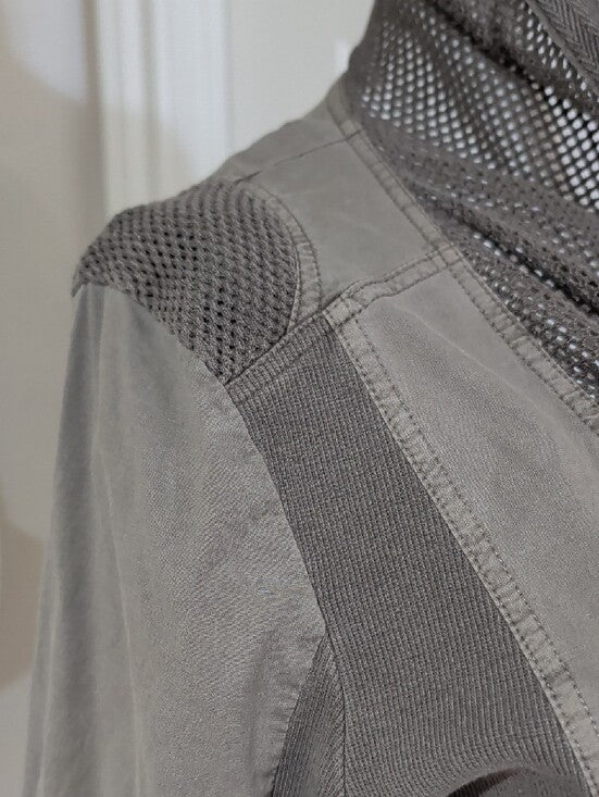 XCVI Olive Green Utility Jacket with Zip and Scarf Detail Women's Petite Large