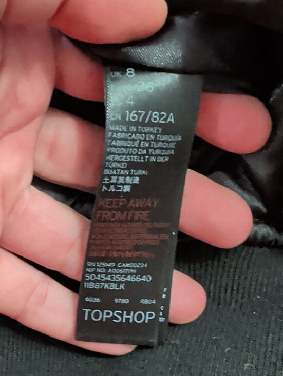 Topshop Black Puffer Bomber Jacket with Gold Zippers Women's Small