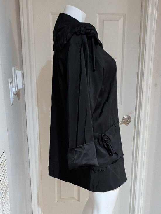 Janska Black Lightweight Trench Coat with 5-Button Front Women's Small