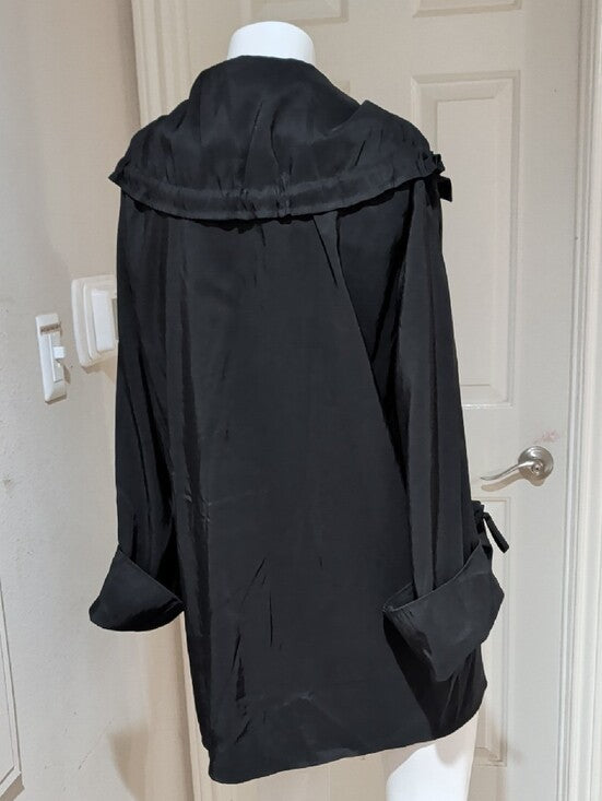 Janska Black Lightweight Trench Coat with 5-Button Front Women's Small