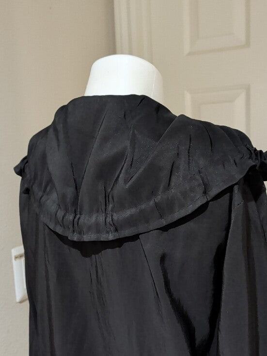 Janska Black Lightweight Trench Coat with 5-Button Front Women's Small