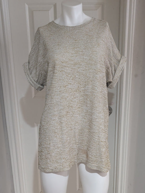 Zara Beige Short Sleeve Knit Top Women's Small