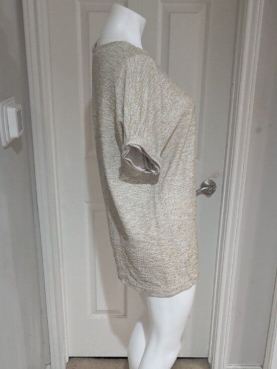 Zara Beige Short Sleeve Knit Top Women's Small