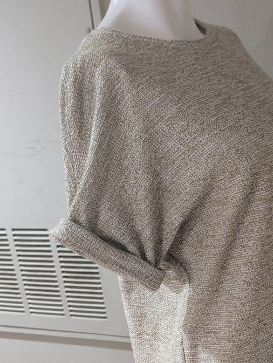 Zara Beige Short Sleeve Knit Top Women's Small