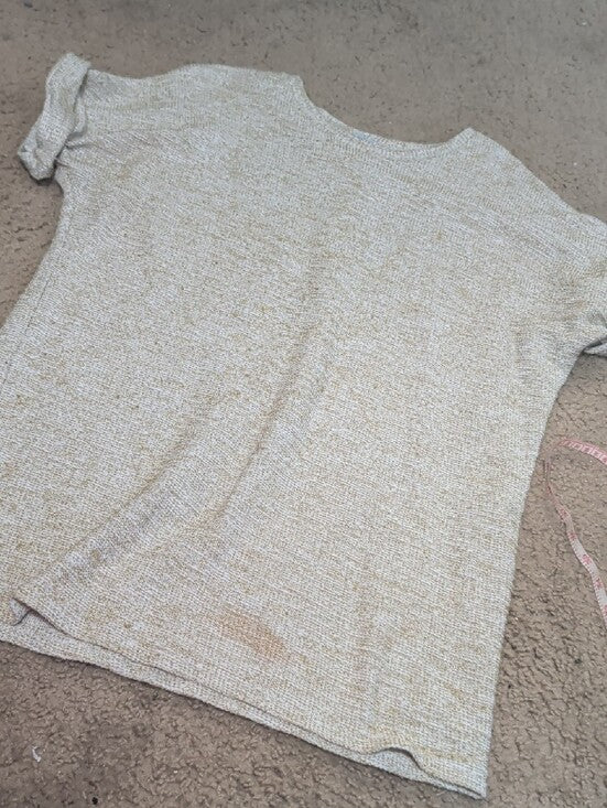 Zara Beige Short Sleeve Knit Top Women's Small