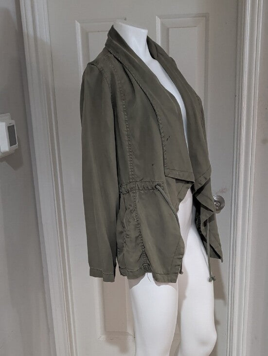 Max Jeans Olive Green Draped Open Front Utility Jacket Women's Medium