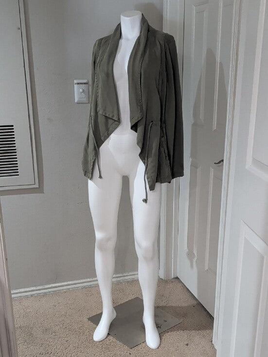 Max Jeans Olive Green Draped Open Front Utility Jacket Women's Medium