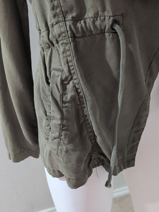 Max Jeans Olive Green Draped Open Front Utility Jacket Women's Medium