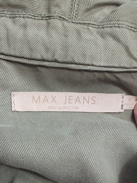 Max Jeans Olive Green Draped Open Front Utility Jacket Women's Medium