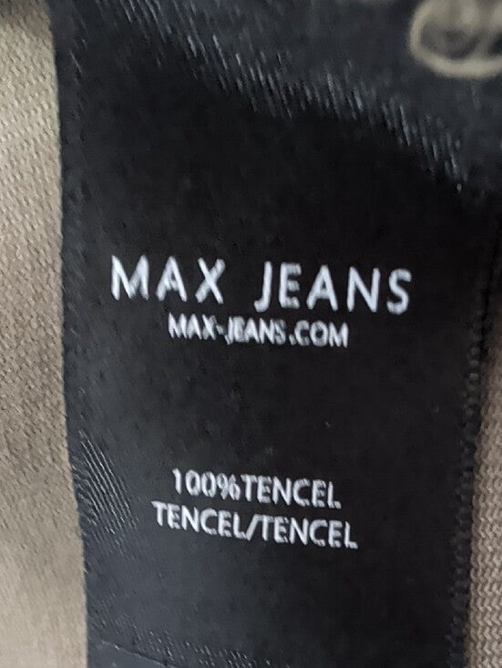 Max Jeans Olive Green Draped Open Front Utility Jacket Women's Medium