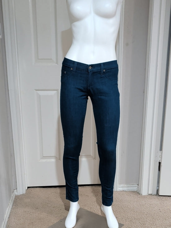 Y2K Carmar Women's Low-Rise Dark Indigo Skinny Jeans — Stretch Denim 27 Retro