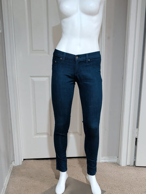 Y2K Carmar Women's Low-Rise Dark Indigo Skinny Jeans — Stretch Denim 27 Retro