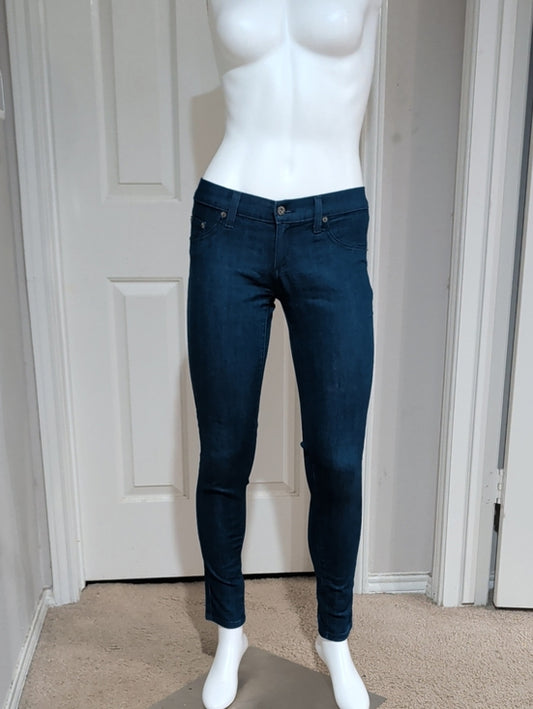 Y2K Carmar Women's Low-Rise Dark Indigo Skinny Jeans — Stretch Denim 27 Retro
