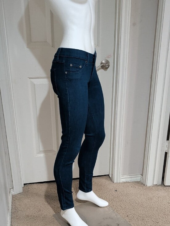 Y2K Carmar Women's Low-Rise Dark Indigo Skinny Jeans — Stretch Denim 27 Retro