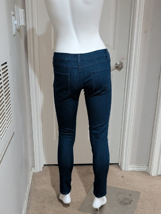 Y2K Carmar Women's Low-Rise Dark Indigo Skinny Jeans — Stretch Denim 27 Retro