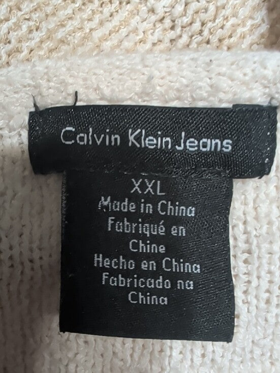 Calvin Klein Jeans Cream and Tan Knit Tunic Women's XXL