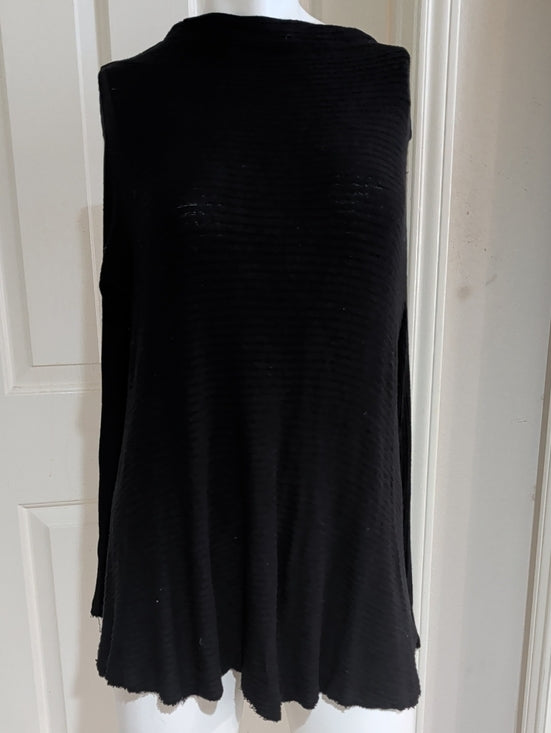 We The Free Black Ribbed Open Back Long-Sleeve Tunic Women's Small