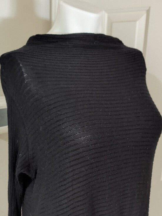 We The Free Black Ribbed Open Back Long-Sleeve Tunic Women's Small
