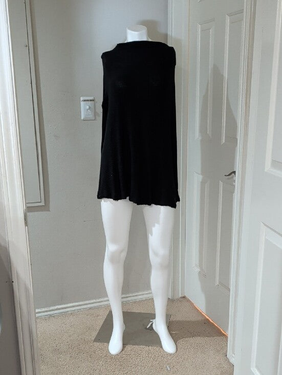 We The Free Black Ribbed Open Back Long-Sleeve Tunic Women's Small