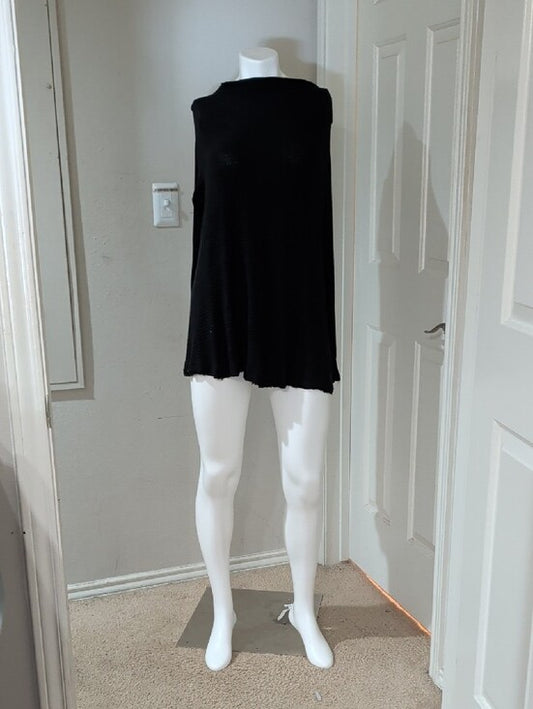 We The Free Black Ribbed Open Back Long-Sleeve Tunic Women's Small