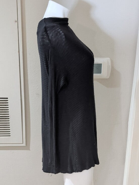 We The Free Black Ribbed Open Back Long-Sleeve Tunic Women's Small