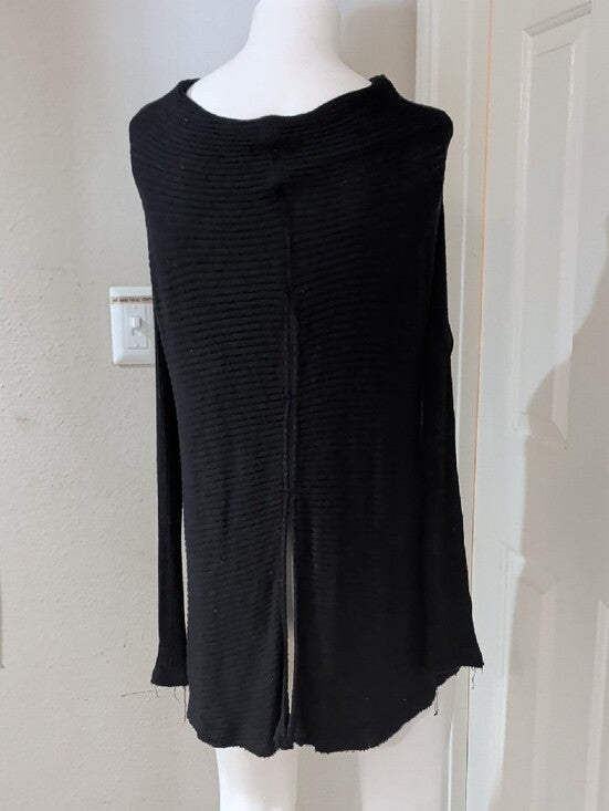 We The Free Black Ribbed Open Back Long-Sleeve Tunic Women's Small