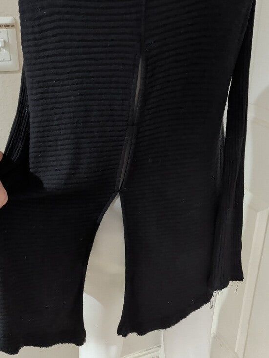 We The Free Black Ribbed Open Back Long-Sleeve Tunic Women's Small