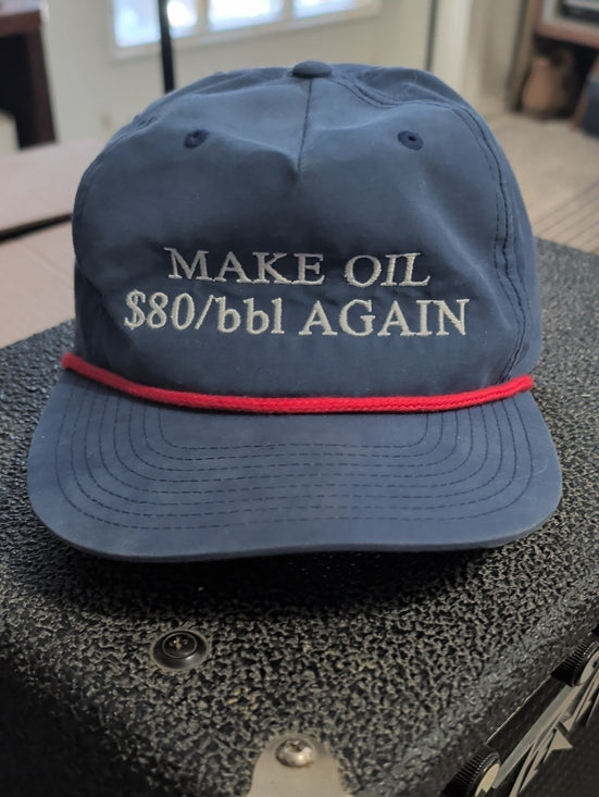 MAKE OIL $80/bbl AGAIN Navy Rope-Trim Baseball Cap