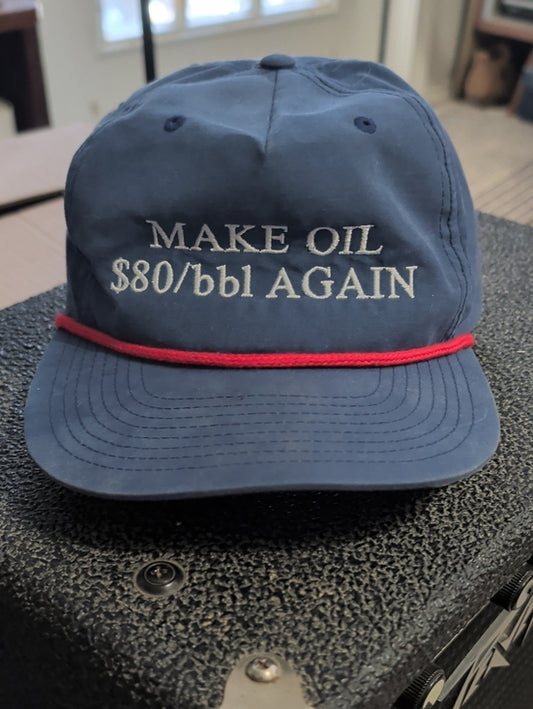 MAKE OIL $80/bbl AGAIN Navy Rope-Trim Baseball Cap