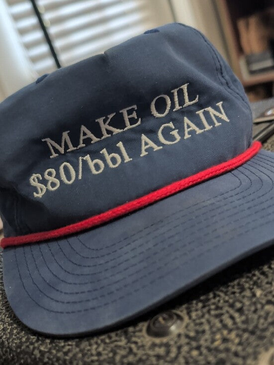 MAKE OIL $80/bbl AGAIN Navy Rope-Trim Baseball Cap