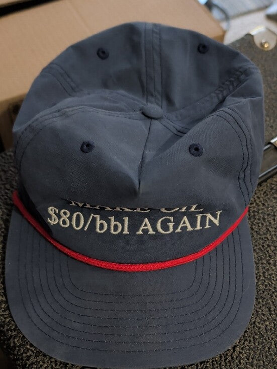 MAKE OIL $80/bbl AGAIN Navy Rope-Trim Baseball Cap