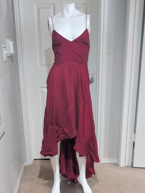 Nasty Gal Women's Wine Red High-Low Slip Lace Back Dress US 6