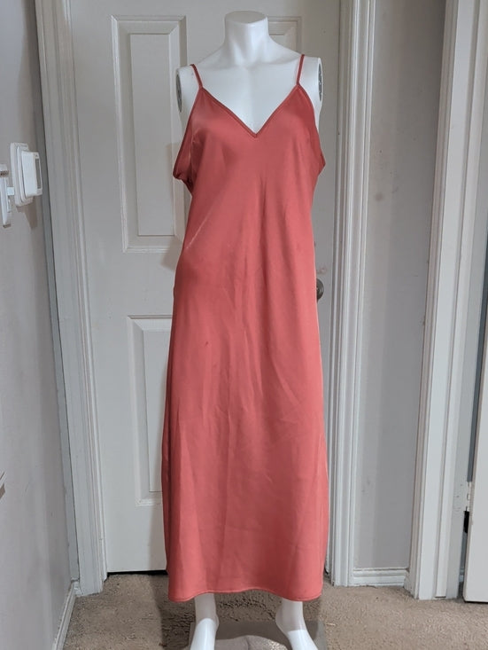 a new day Satin Coral Pink Slip Dress With Adjustable Straps Women's Large