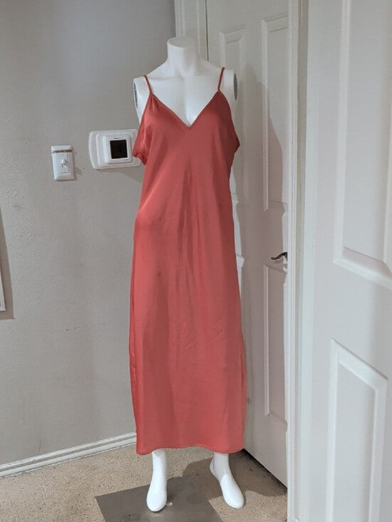 a new day Satin Coral Pink Slip Dress With Adjustable Straps Women's Large