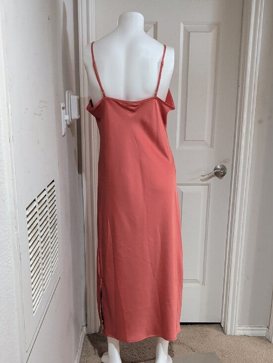 a new day Satin Coral Pink Slip Dress With Adjustable Straps Women's Large