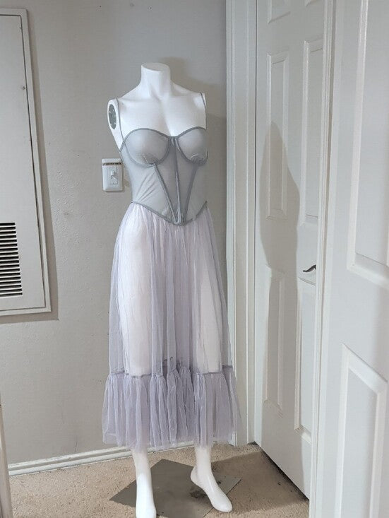 NWT Urban Outfitters Lavender Sheer Mesh Maxi Dress Women's Medium
