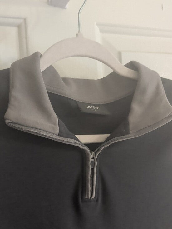 Jeff Men's Charcoal Gray Half-Zip Pullover Sweater Size Large