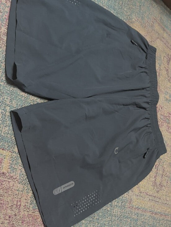 NWOT Northyard Men's Grey Athletic Running Shorts with Reflective Accents large