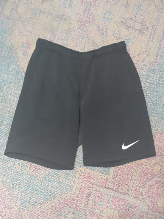 Nike Men’s Dri-Fit Black Athletic Shorts with White Swoosh Medium
