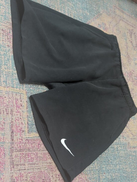 Nike Men’s Dri-Fit Black Athletic Shorts with White Swoosh Medium