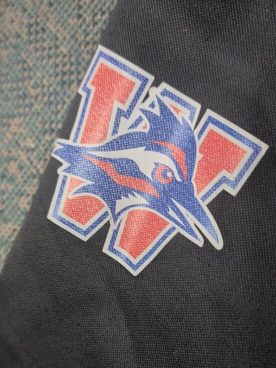 Nike Grey Men's Dri-Fit Sweatpants with White Swoosh & Red-Blue Team Patch Large